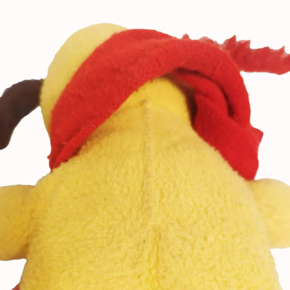 Vintage Yellow Plush Dog With Black Ears Eyes And Red White Scarf - Picture 7 of 7